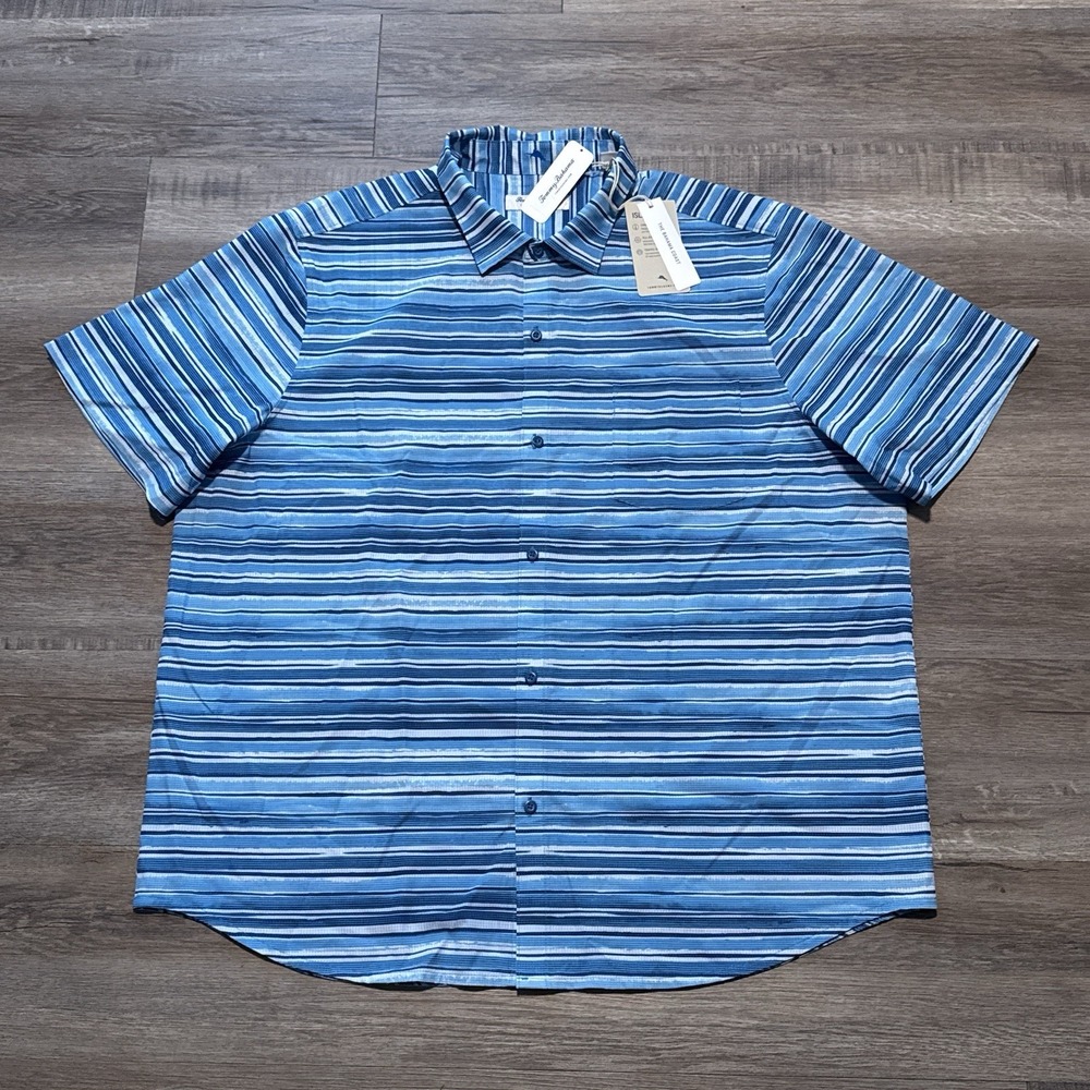Tommy Bahama Men's 2XL Blue Canal Bahama Coast Ripple Tides Camp Shirt XXL $128